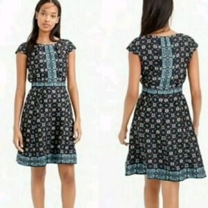 J Crew Mirrored Floral Silk Dress With Cap Sleeves Size 6